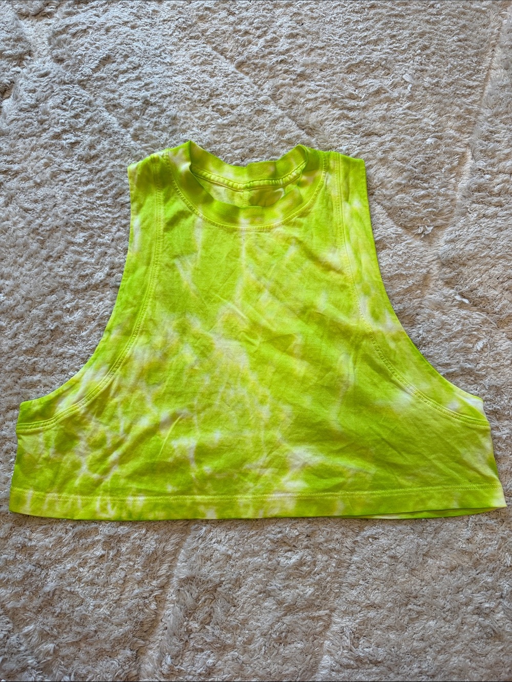 lululemon athletica Neon Lime Tie-Dye Cropped Muscle Tank